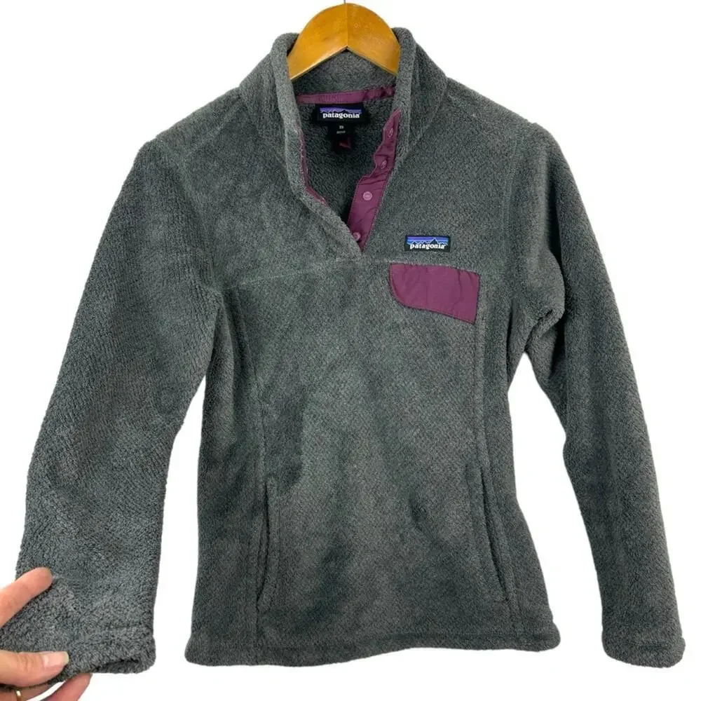 Patagonia Re-Tool Snap-T Pullover Polartec Fleece Gray Magenta Women's XSmall